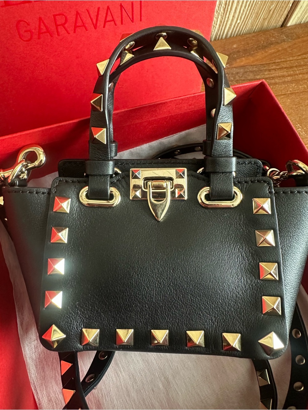 Valentino Garavani NIB Black Leather Mini Rockstud Crossbody Shoulder Bag - Picture 9 of 15